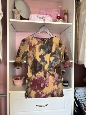 Lauren Ralph Lauren Abstract Print Short Sleeve Tunic in Mustard, Olive & Mauve